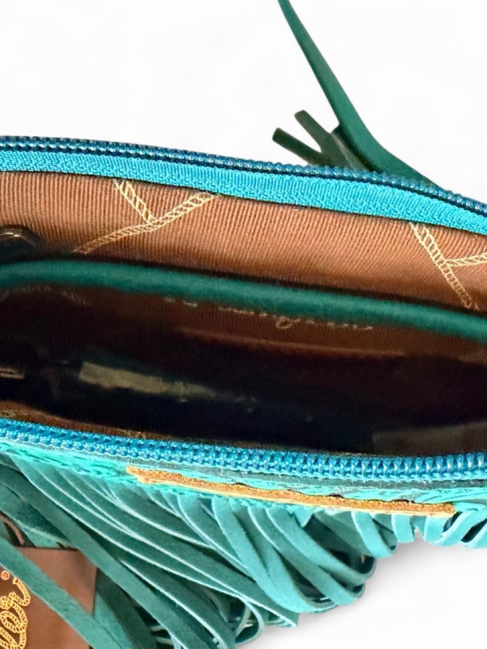 NWT Wrangler Turquoise Tooled Fringe Crossbody Bag Western Cowgirl - Picture 8 of 9